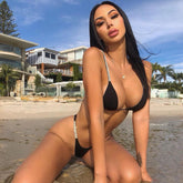 Rhinestone String Slide Triangle Brazilian Two Piece Bikini Swimsuit